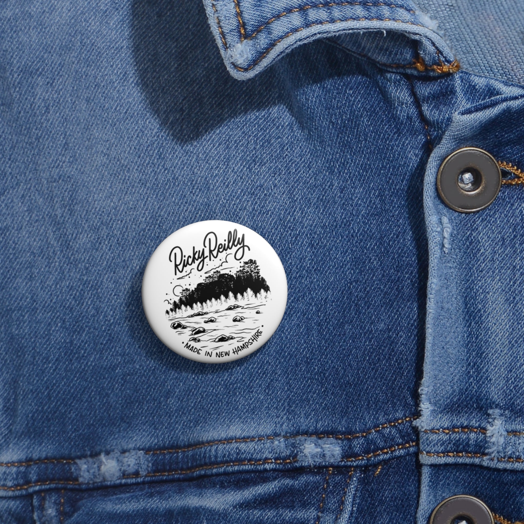 Ricky Reilly Scenic Pin Button — 'Made in New Hampshire' Nature Badge