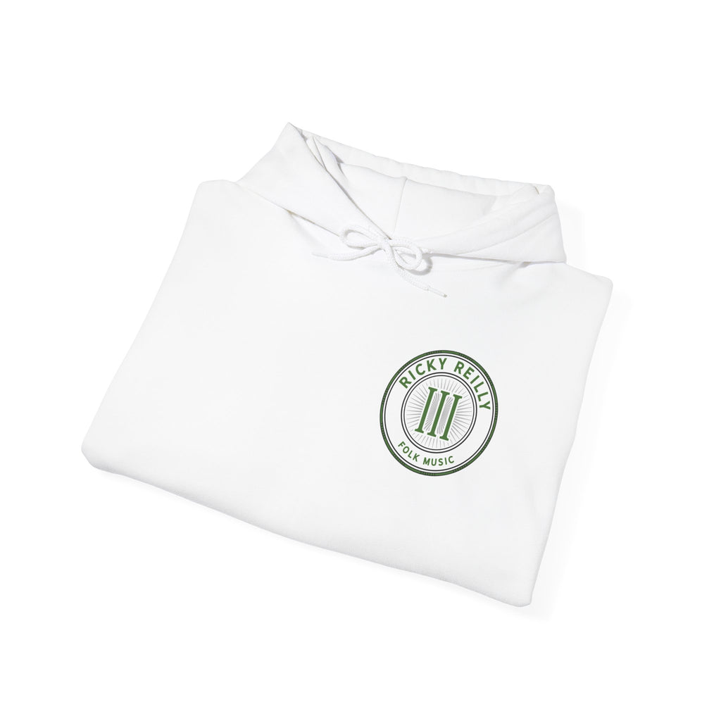 Minimalist 'III' Crest Hoodie — Vintage Green Logo Pullover