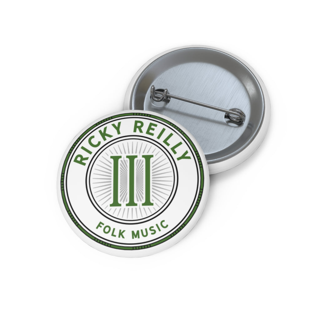 Pin Button — "Ricky Reilly Folk Music" Round Badge