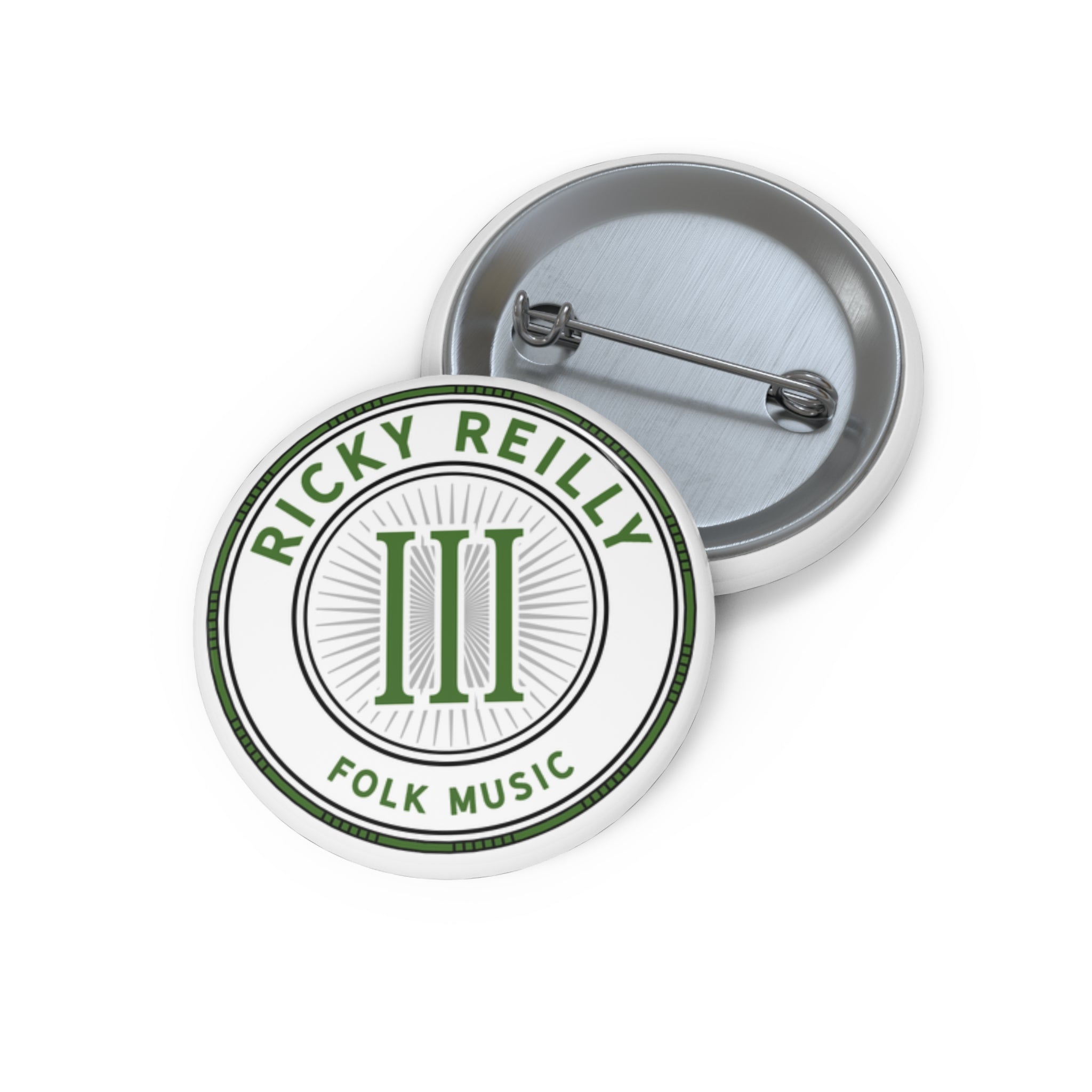 Pin Button — "Ricky Reilly Folk Music" Round Badge