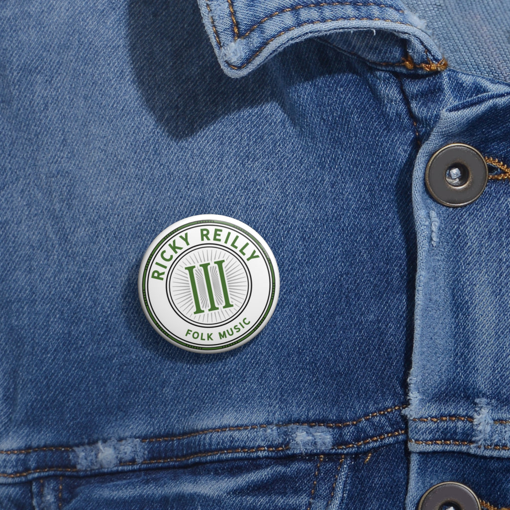 Pin Button — "Ricky Reilly Folk Music" Round Badge