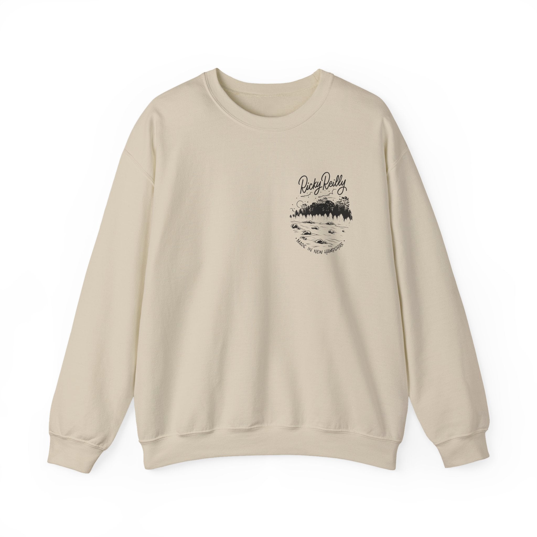 Crewneck Sweatshirt — Ricky Reilly Lake & Pine Forest Graphic