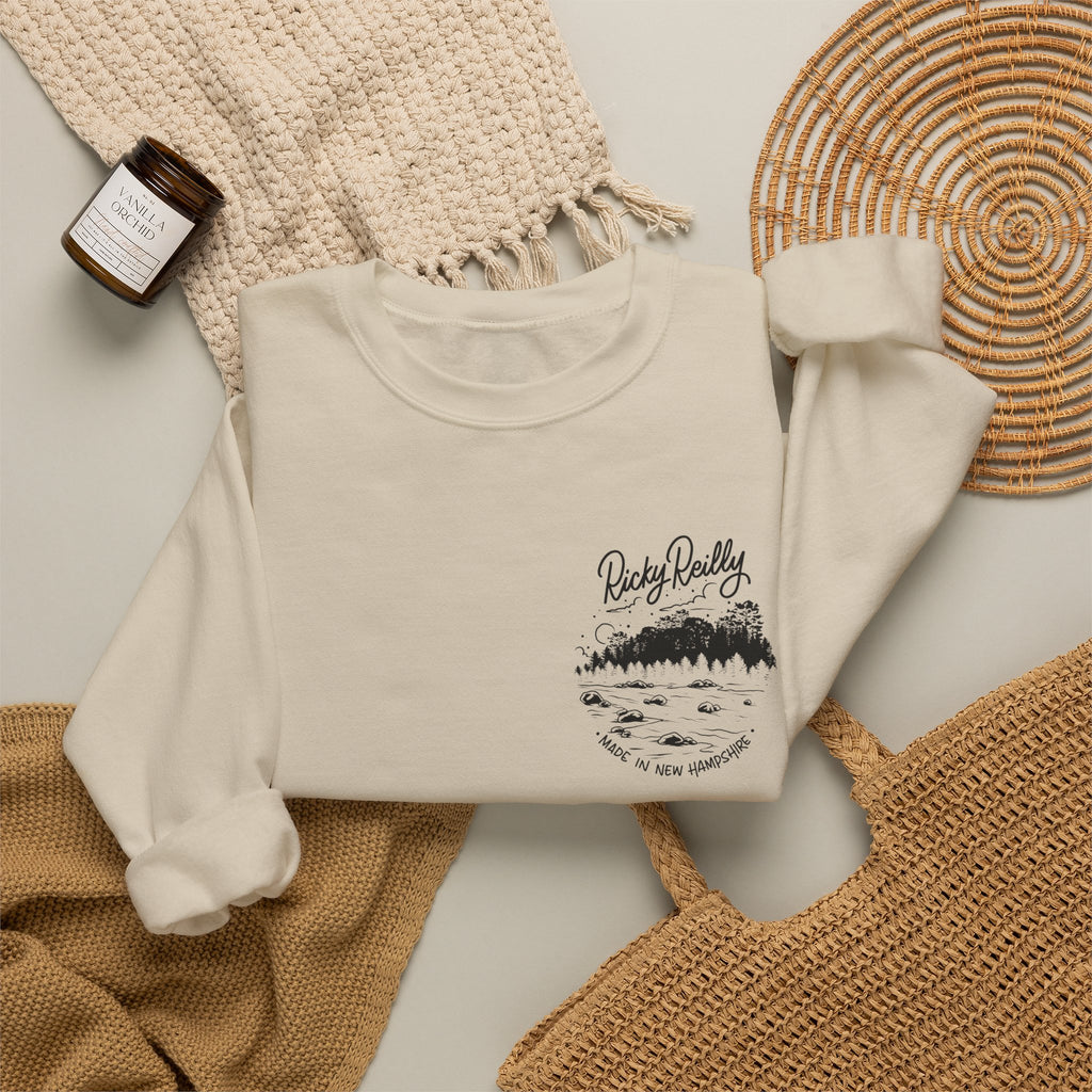 Crewneck Sweatshirt — Ricky Reilly Lake & Pine Forest Graphic